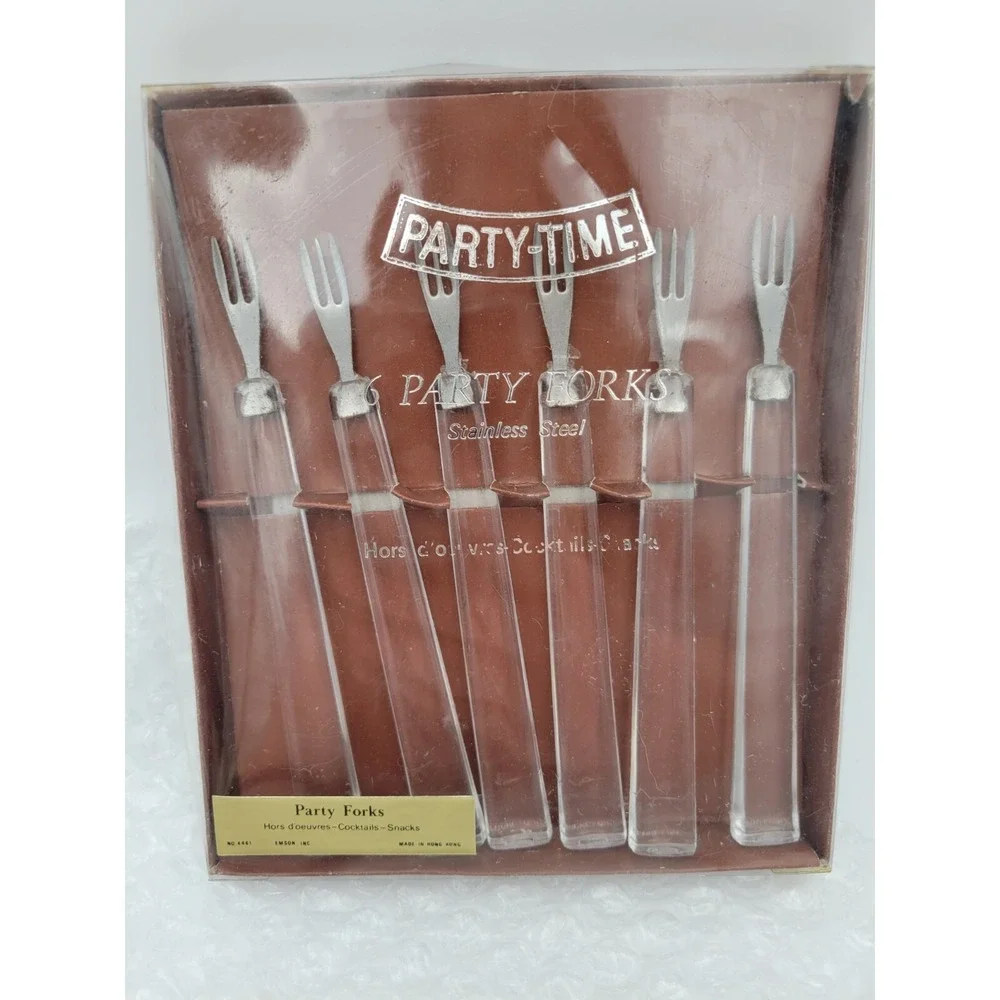 Vintage Party‎ Time Party Cocktail Forks Set of 6 Stainless Acrylic Handles